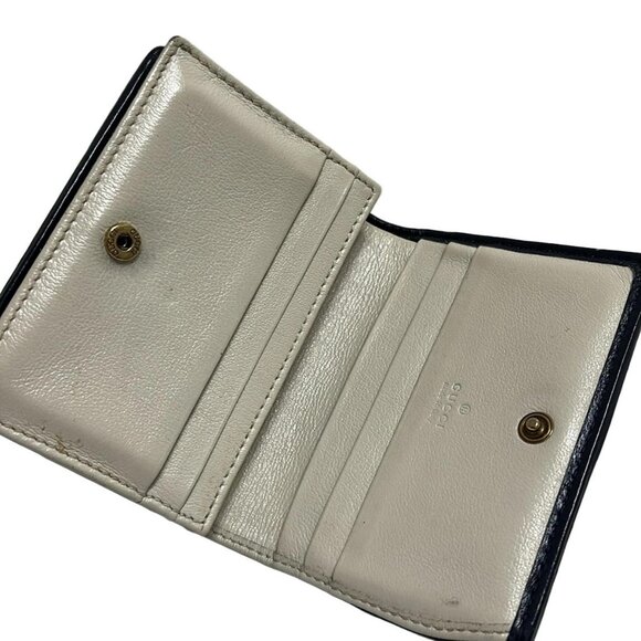 Auth GUCCI GG Marmont 573811 Cream Black Leather - Bifold Wallet - Picture 5 of 7